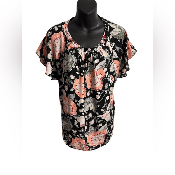 Loft floral blouse with flutter sleeve size medium - Picture 1 of 7